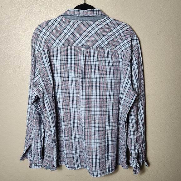 carbon2cobalt Mens Double Cloth Gray Plaid Buttonfront Cotton Shirt-Size XXL - Picture 6 of 7